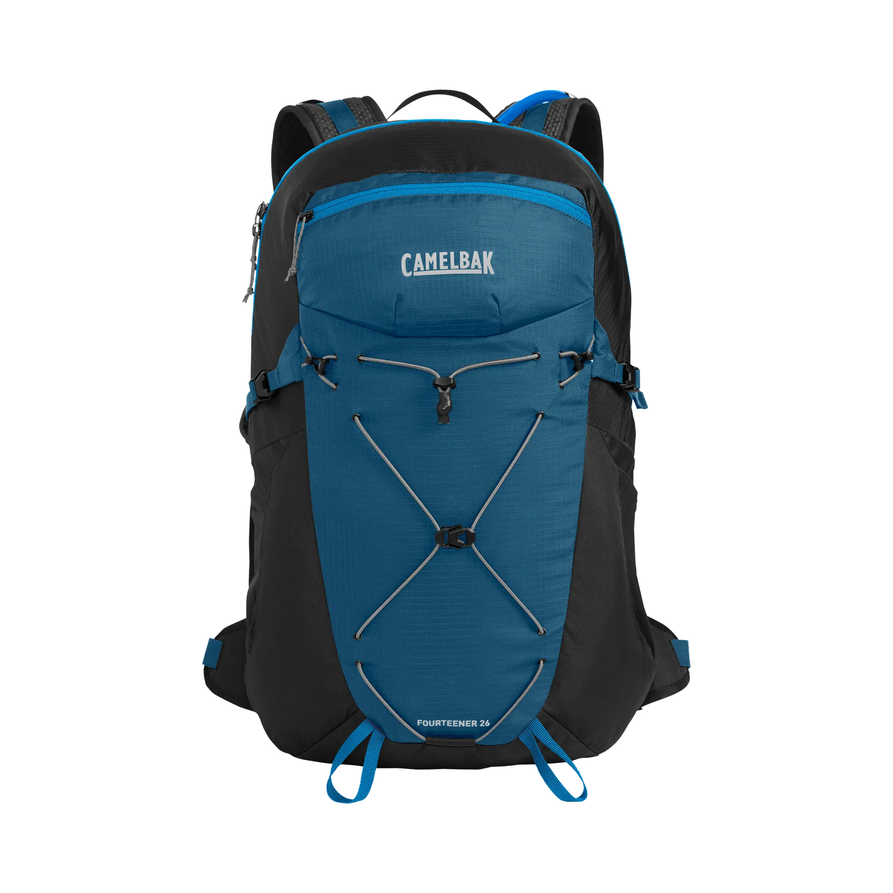 Camelbak Fourteener 24 hiking backpack in blue and black colorway on white background