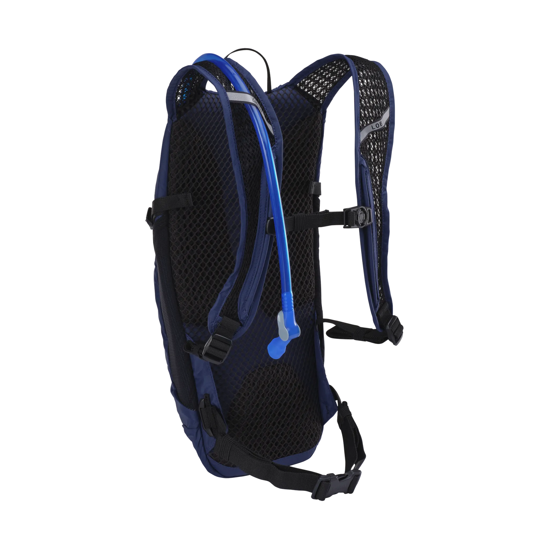 CamelBak Lobo hydration pack in blue and black with mesh back panel