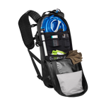 CamelBak Mule hydration backpack in black with blue reservoir and organized compartments