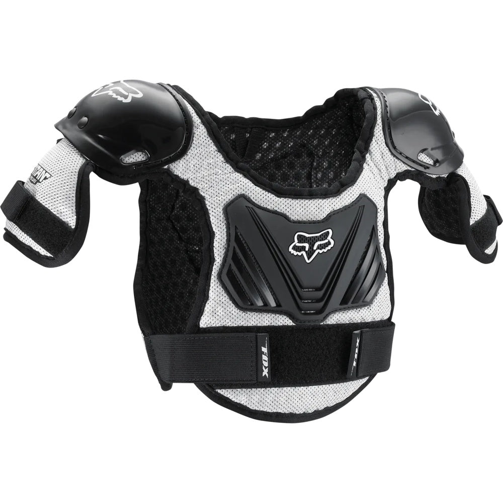 Fox Racing Youth Peewee Titan black and white motocross chest protector with shoulder guards