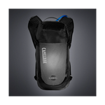 CamelBak M.U.L.E. EVO black hydration backpack with gray panel on gray background