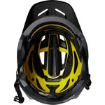 Fox Speedframe MIPS helmet interior view showing black shell and yellow MIPS liner