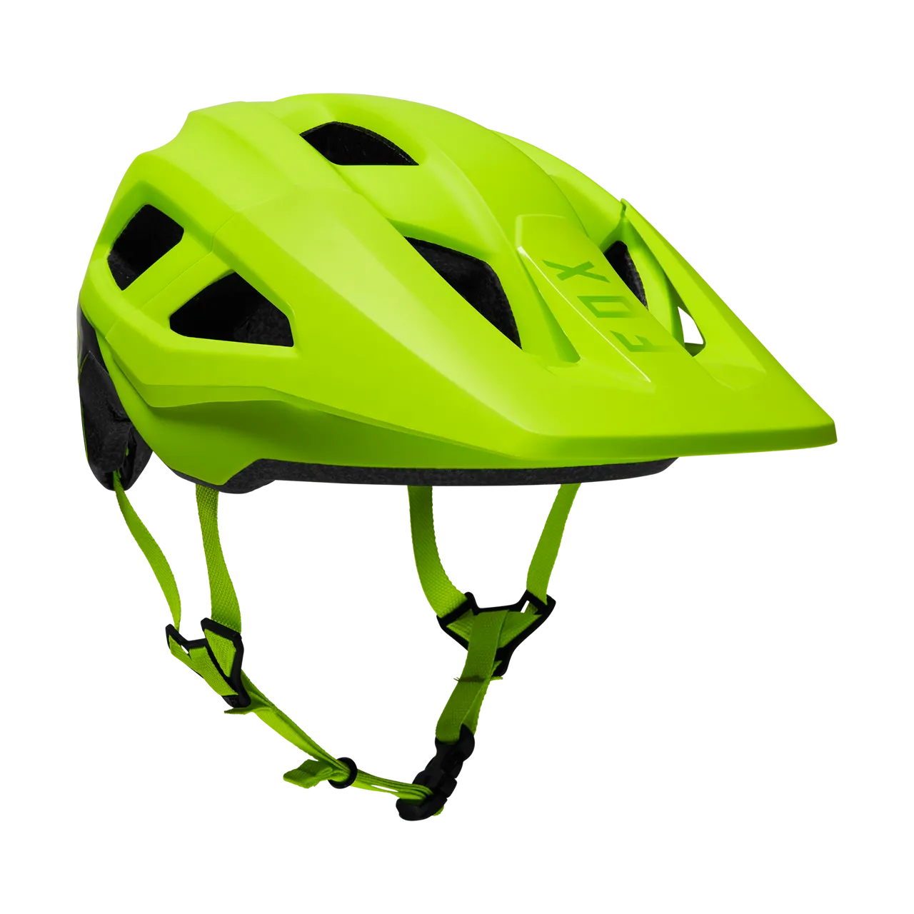 Fox Racing Youth Mainframe mountain bike helmet in fluorescent yellow with ventilation ports