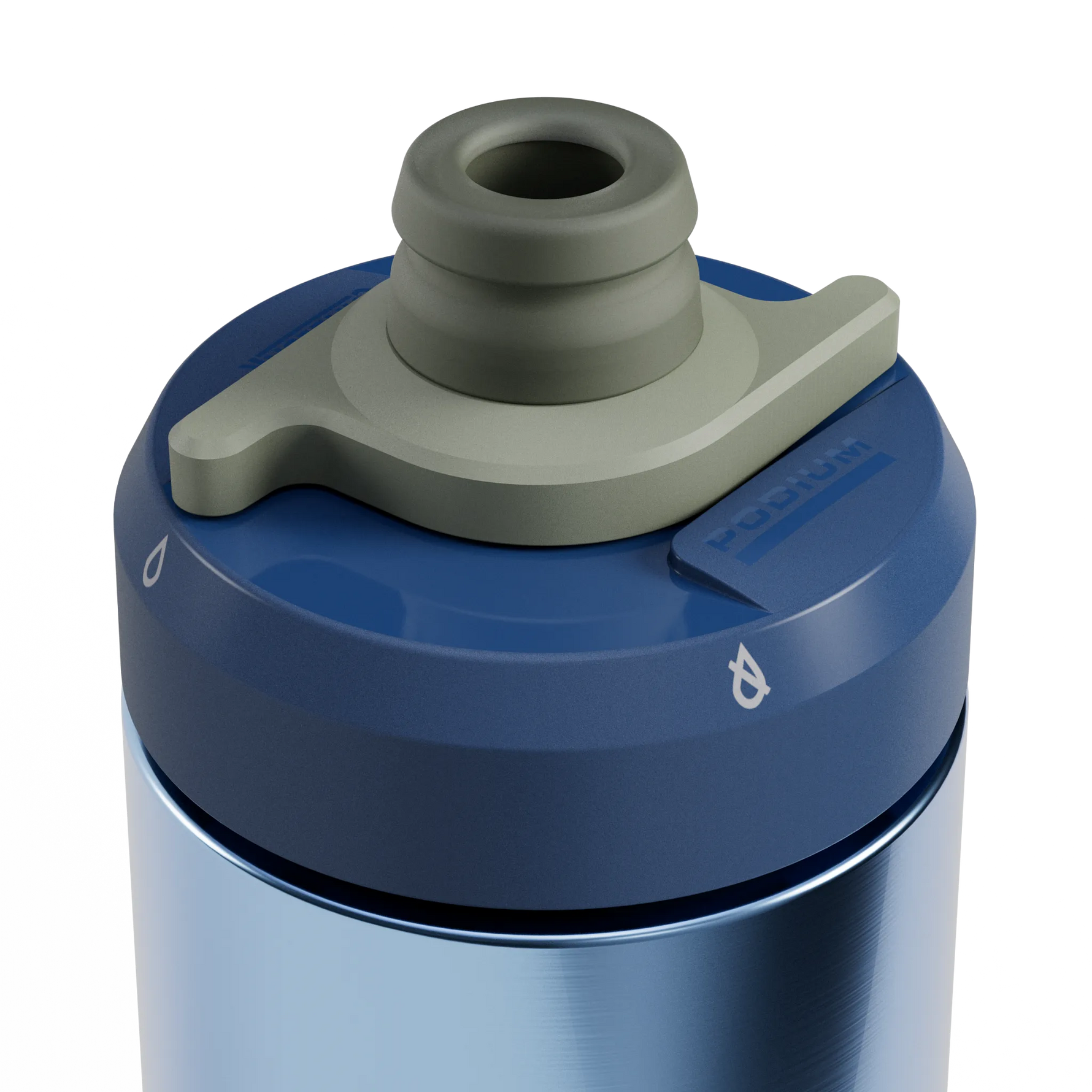 CamelBak Podium Steel insulated bike water bottle with sport cap in blue and silver