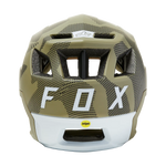 Fox Racing Dropframe Pro mountain bike helmet in olive green camo pattern