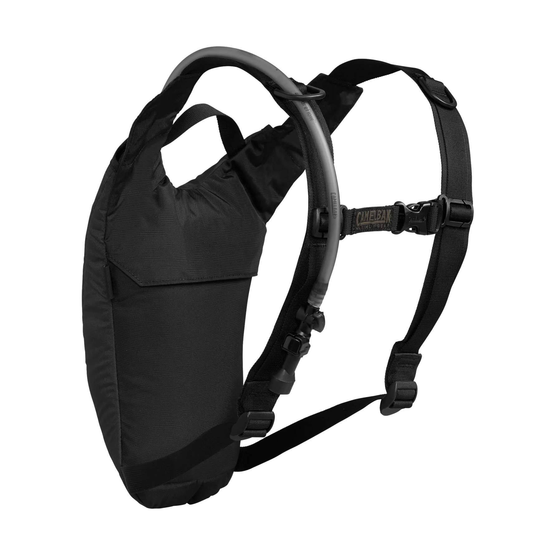 CamelBak Hydrobak hydration backpack in black with gray accents on white background