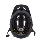 Fox Racing Speedframe Pro mountain bike helmet interior view showing black shell and padding