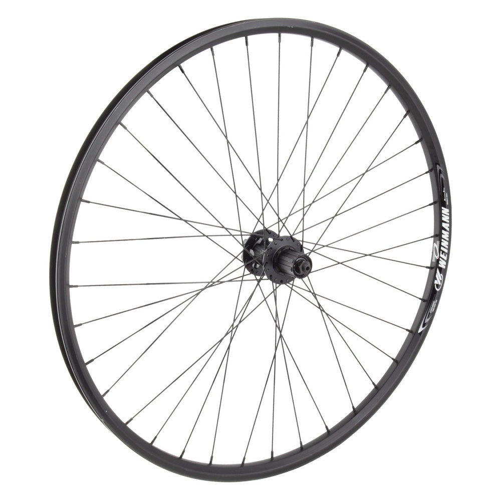 Black Wheel Master 29-inch rear bicycle wheel with disc brake hub and spokes