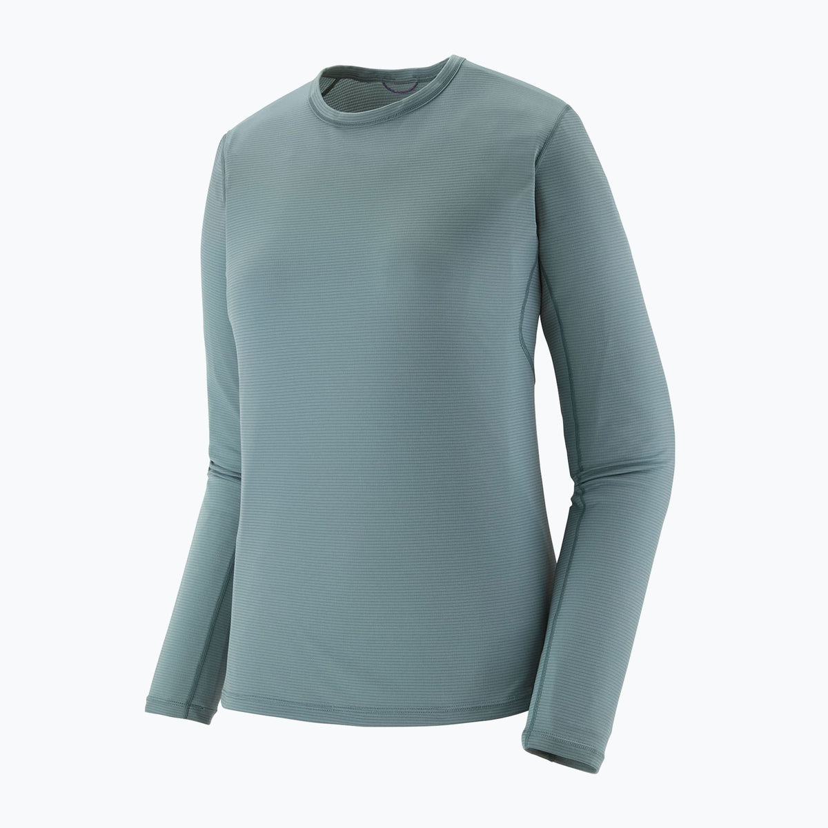 Patagonia Capilene Lightweight Crewneck long-sleeve shirt in Blue Sage color on white background