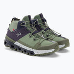 On Cloudtrax women's hiking shoes in olive green and midnight colorway