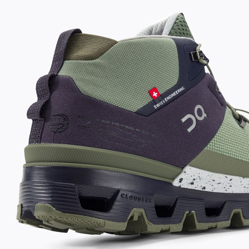On Cloudtrax running shoe in sage green and midnight purple colorway
