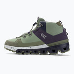 On Cloudtrax hiking shoe in sage green and midnight navy colorway