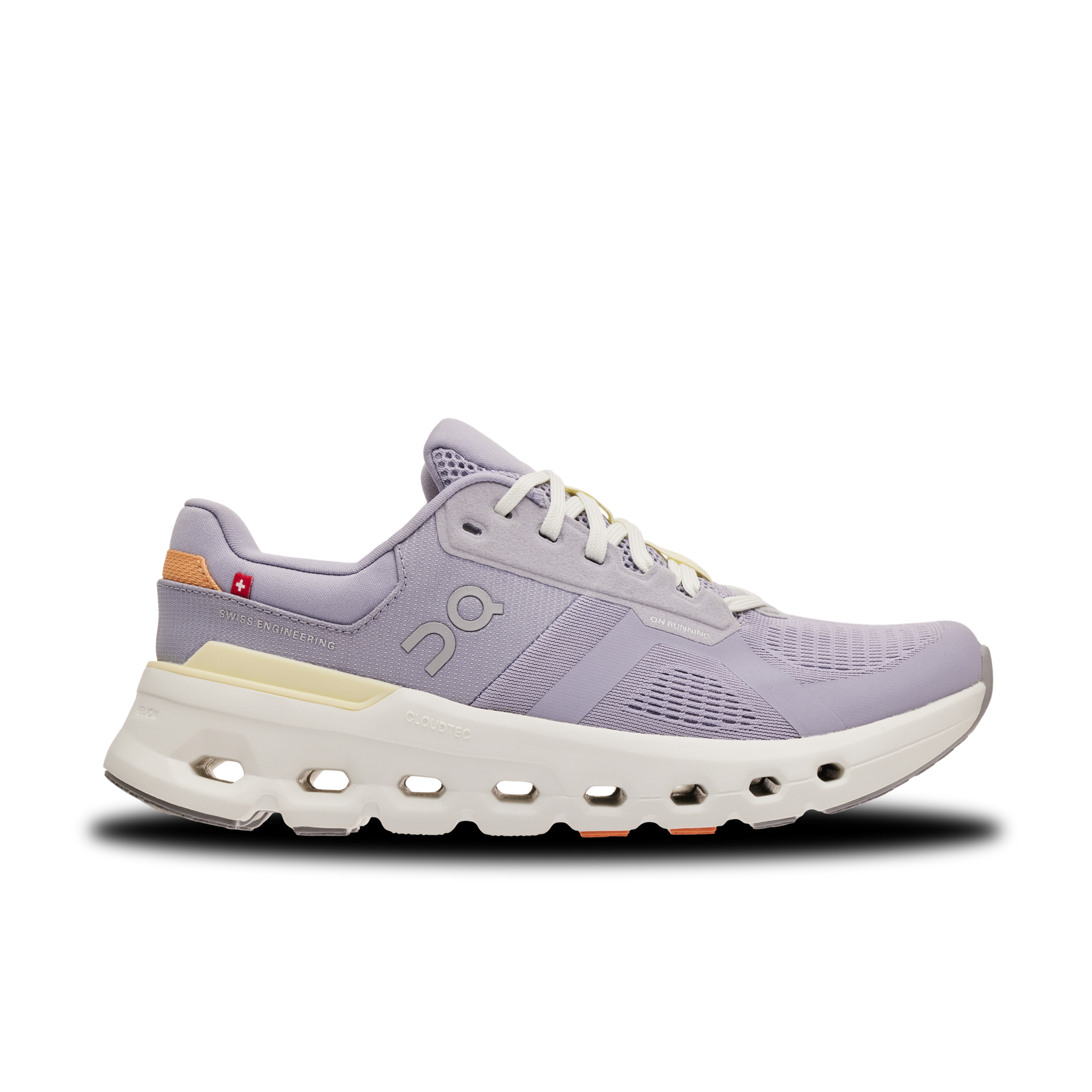 On Cloudrunner 2 women's running shoe in lilac with ivory sole and cloud pods