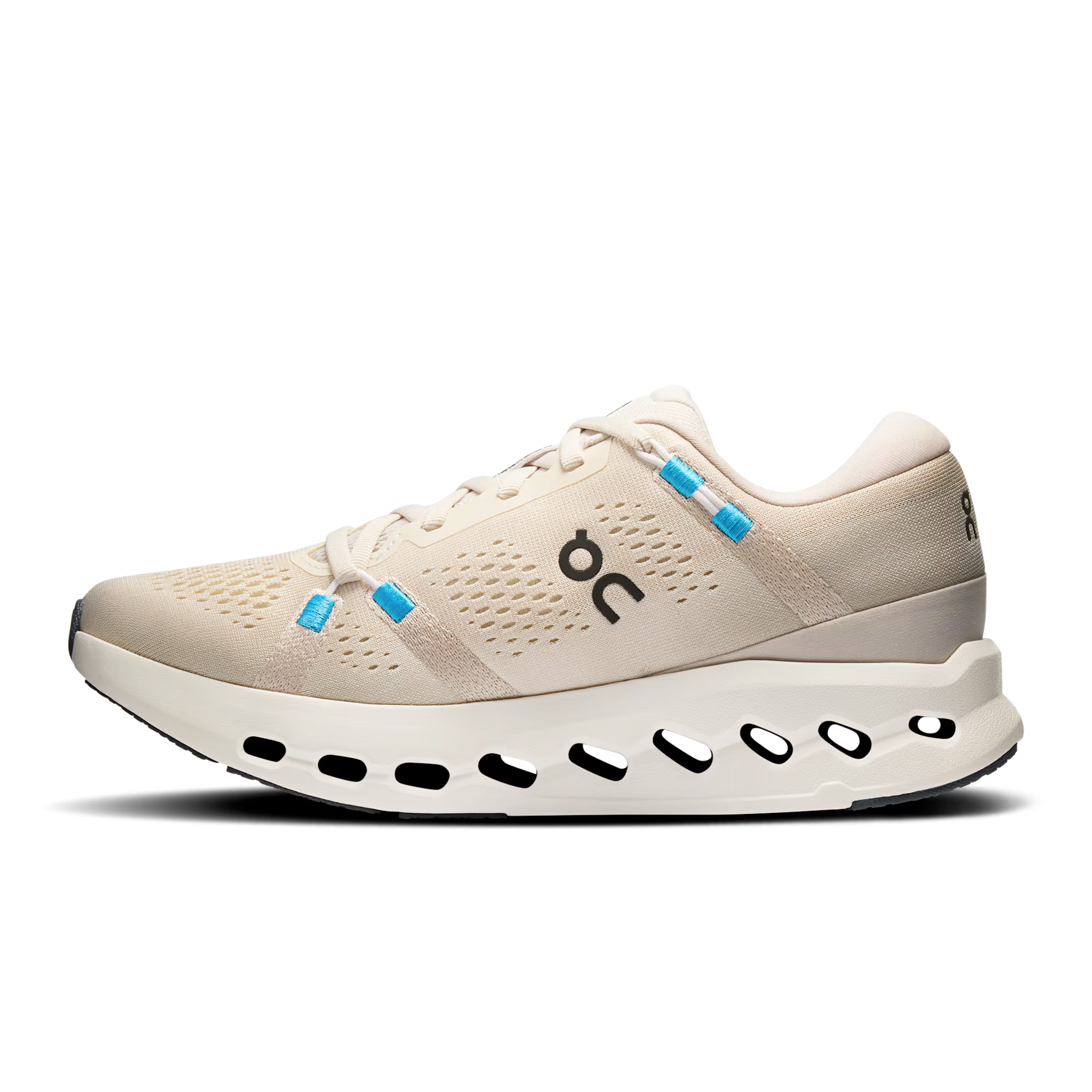 On Cloudsurfer 2 women's running shoe in pearl ivory colorway with signature cloud sole