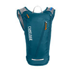 CamelBak Rogue hydration backpack in teal blue with mesh back panel and water reservoir