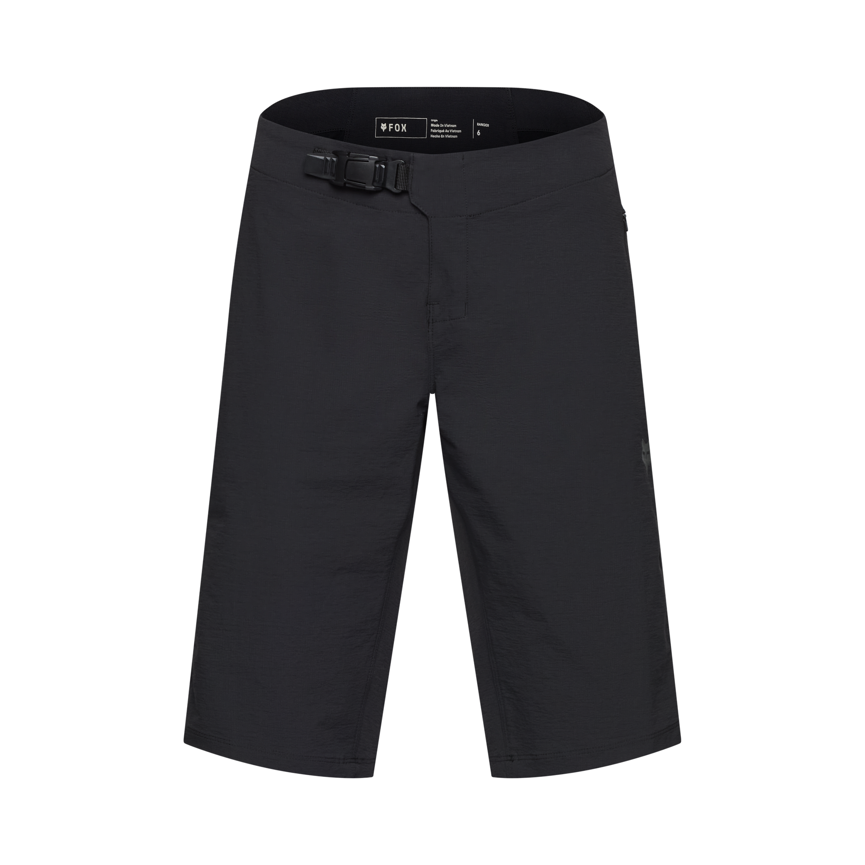Fox Racing Men's Ranger Short in black with adjustable waist belt and zippered pocket