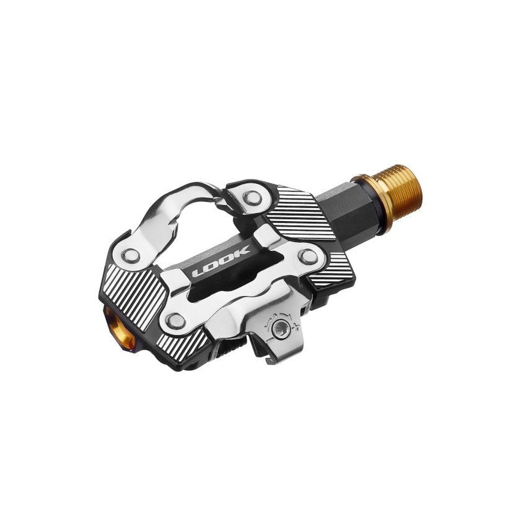 LOOK X-One-G Ti clipless cycling pedal in black silver and gold titanium finish