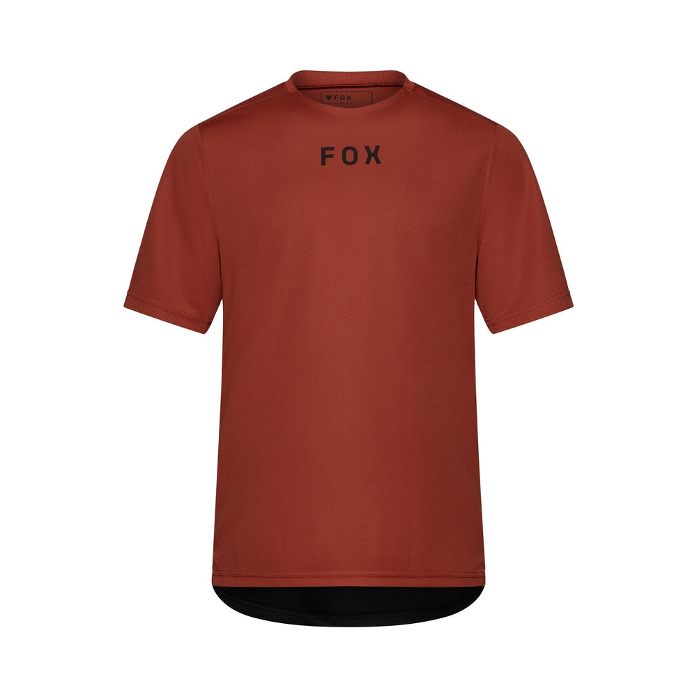 Fox Racing Ranger short sleeve jersey in Atomic Punch rust-red color on white background