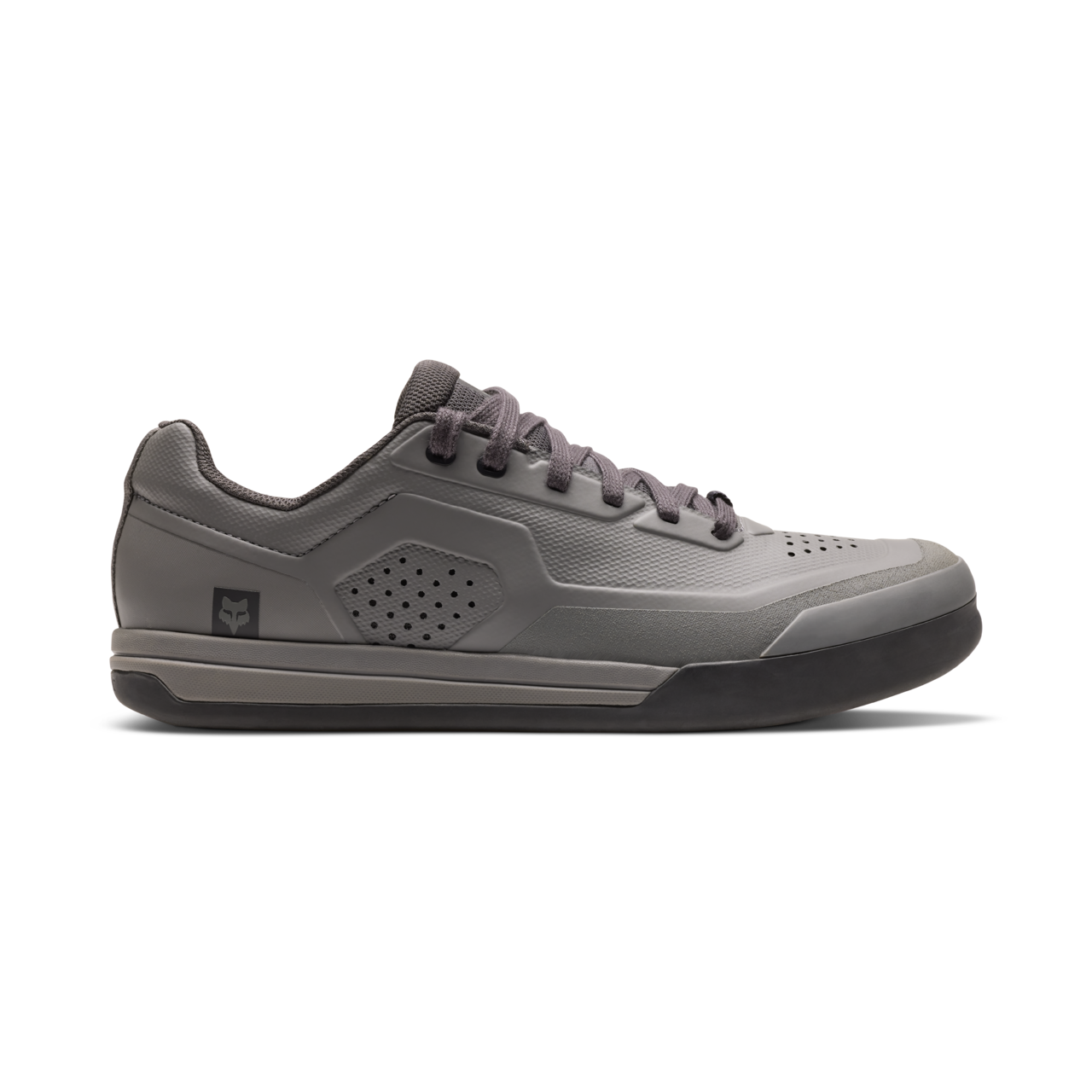 Fox Racing Union Flat MTB Shoes in grey with perforated design and flat sole