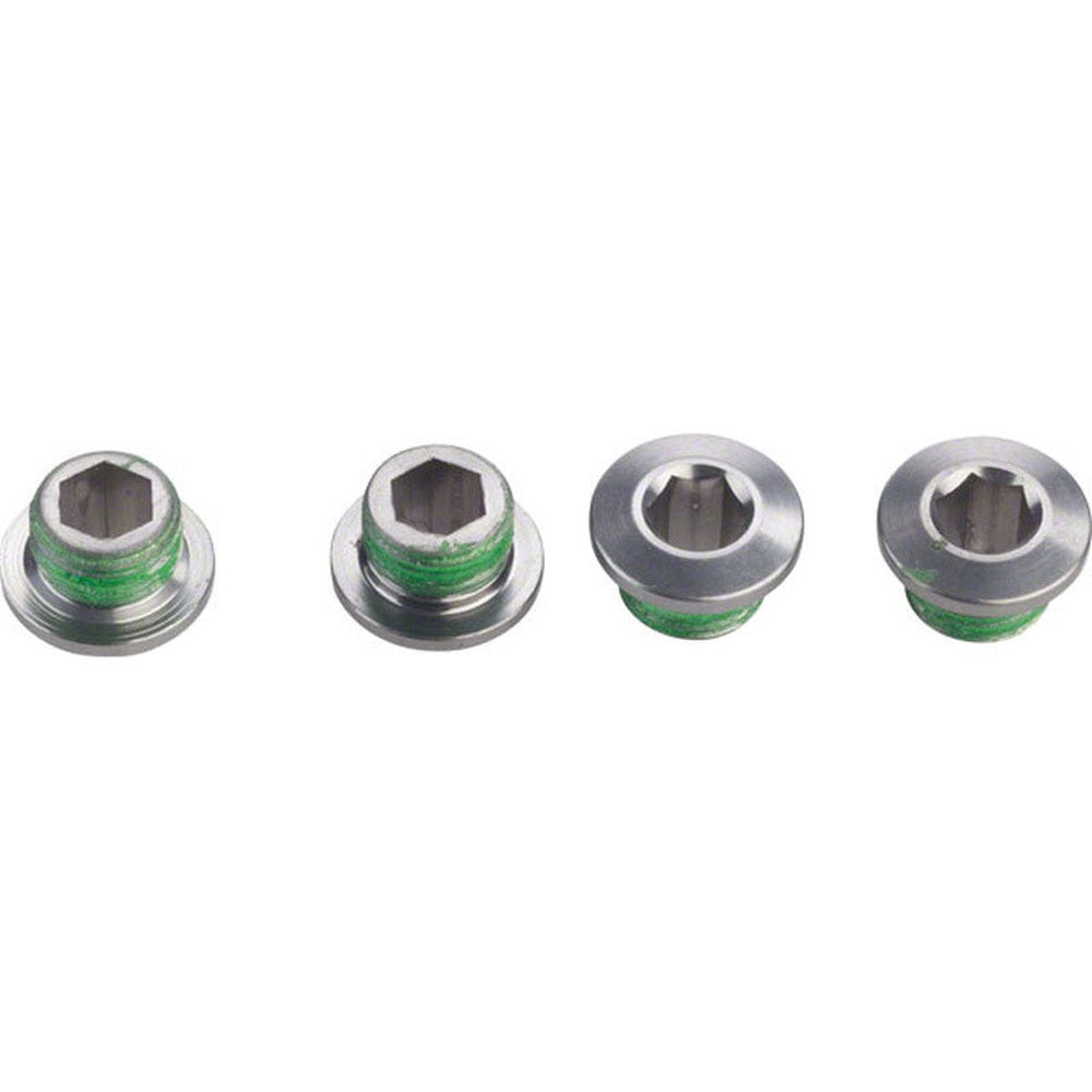SRAM XX1 chainring bolt kit with four aluminum bolts in grey finish