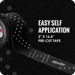 RockTape GO Reflective black kinesiology tape with silver reflective dots, 2 inch by 16.4 feet