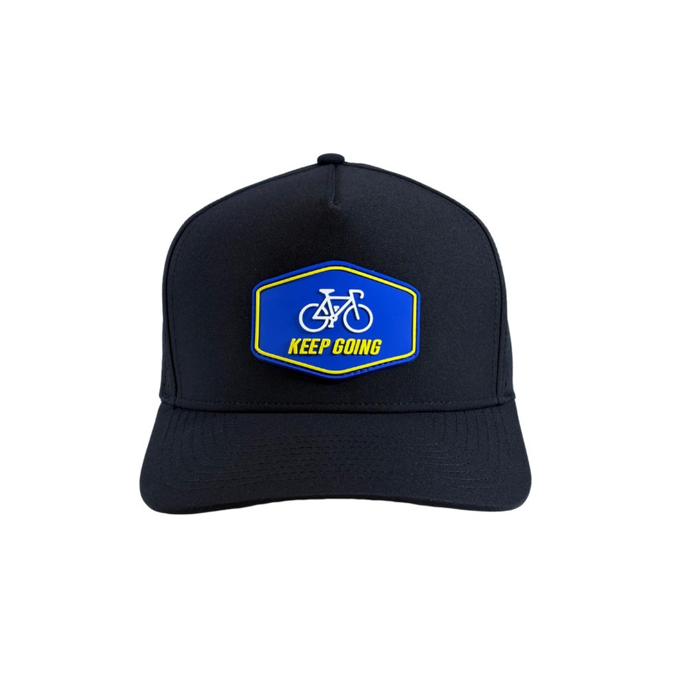 qpeed Performance Snapback Hat  Keep Going Blue Tag - Black
