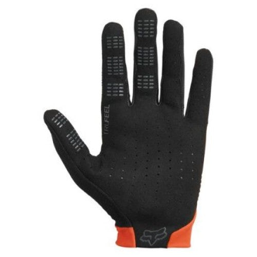 Fox Racing Flexair Park gloves in fluorescent orange with black palm and Fox logo