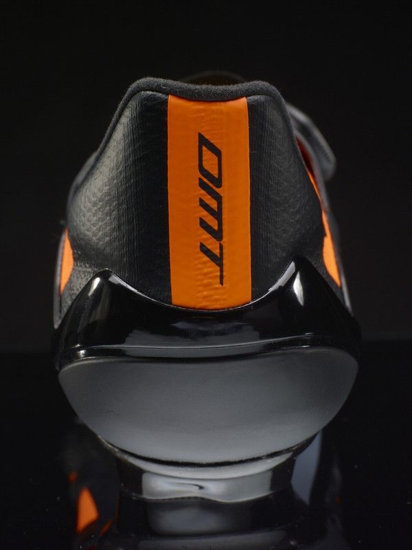 DMT KR2 road cycling shoes in black and fluo orange colorway with BOA dial closure system