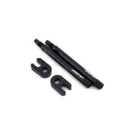 Zipp black aluminum valve extenders with knurled grip and mounting accessories on white background