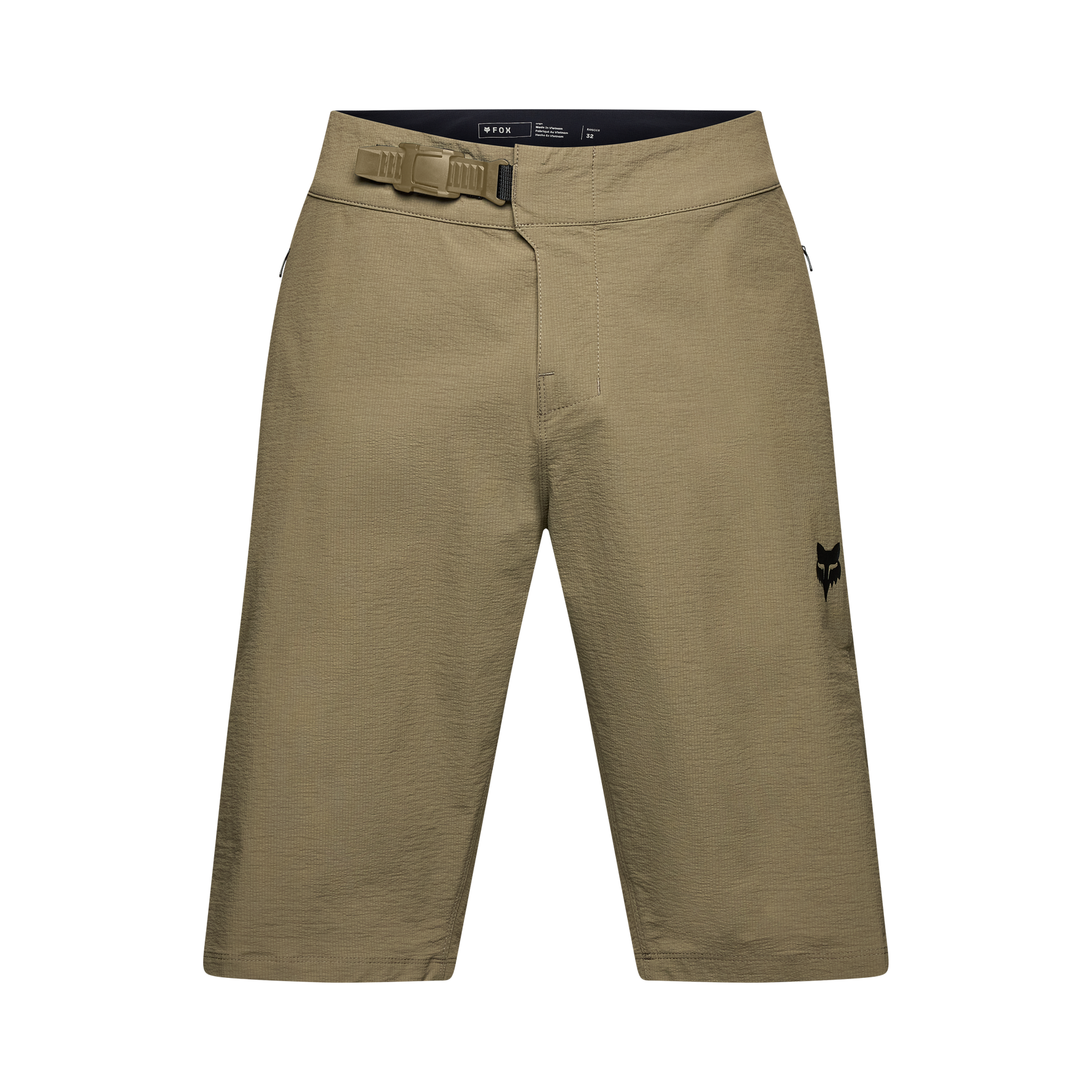 Fox Racing Men's Ranger Lined Shorts in Dirt color with adjustable belt and Fox logo